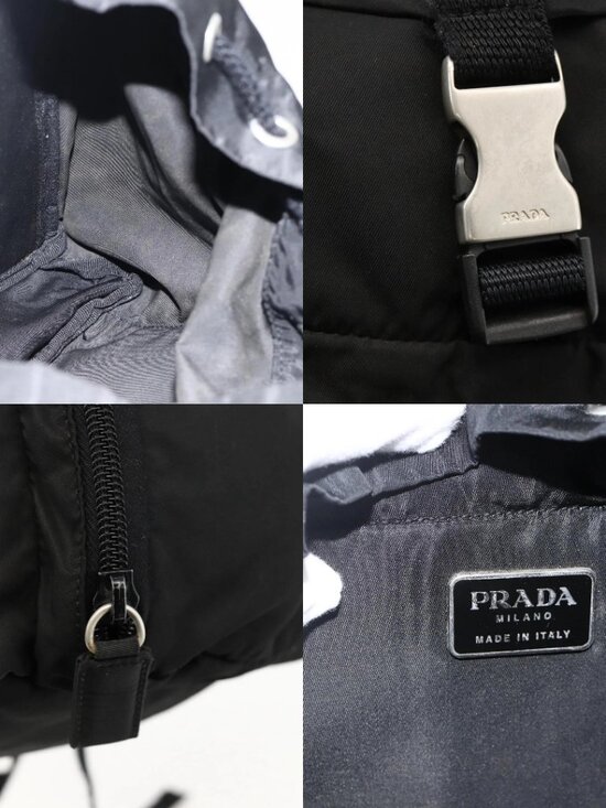 PRADA Backpack Nylon Black Silver Auth 175381 main image 14